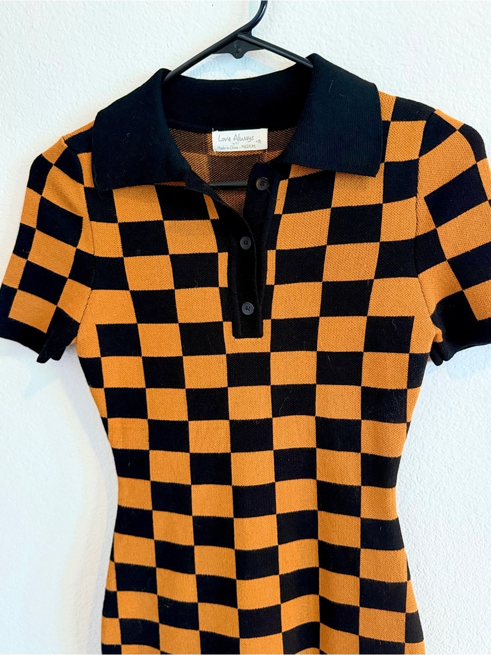 Love Always 🧡🖤 Black and Orange Checker Dress - Picture 4 of 10